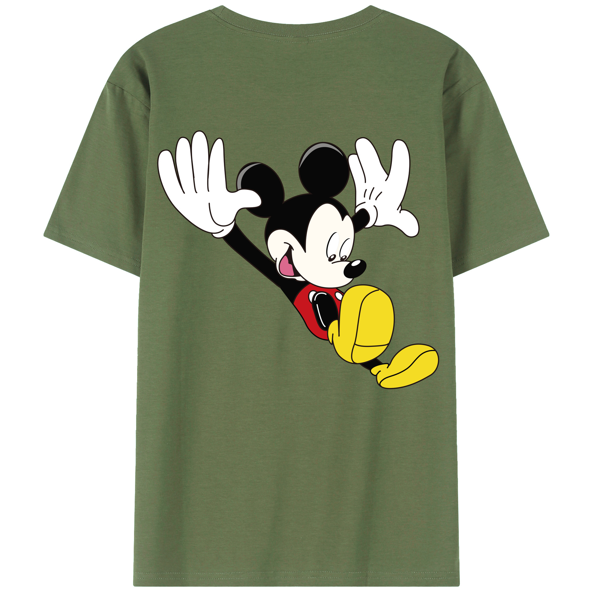 ミッキーマウス Mickey Mouse 綿100％ メンズ半袖Tシャツ（バックプリント） 通気性